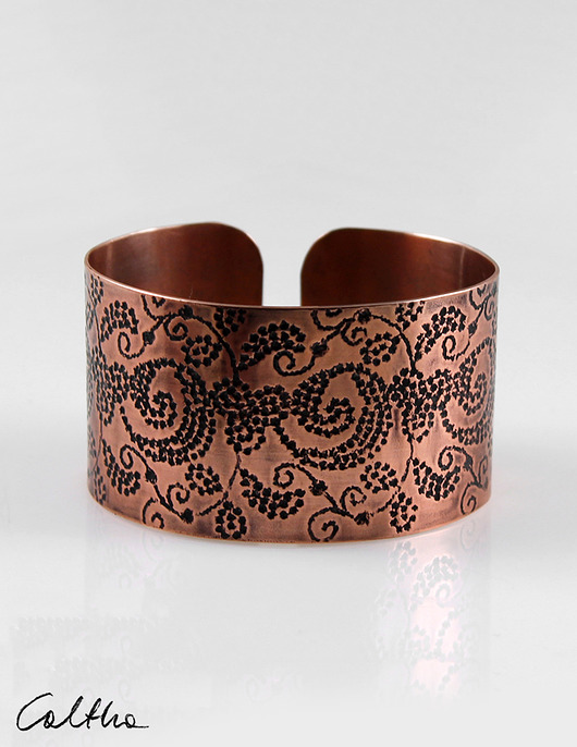 bransoletki wire wrapping Pnącza - miedziana bransoletka