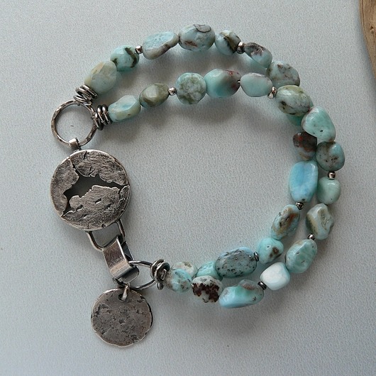bransoletki wire wrapping -larimar-