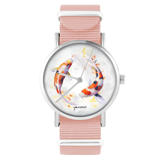 zegarki damskie Zegarek - Karpie Koi - brzoskwiniowy róż