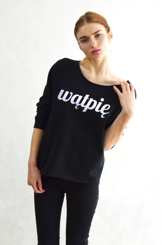 WĄTPIĘ czarna bluza oversize GAU great as You