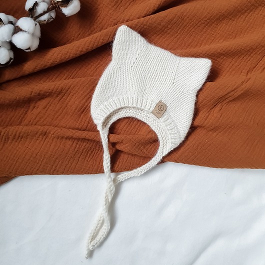czapki dziecięce WINTER KITTY BONNET Milky