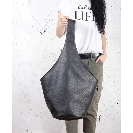  Short Boogi Bag czarna / torebka hobo / boho hairoo