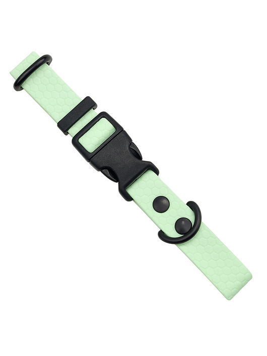 smycze i obroże dla psów i kotów Obroża dla psa regulowana wodoodporna hexa PISTACJOWA 40-55cm taśma 2cm M