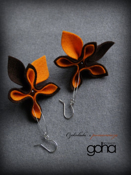 Czekolada z Pomarańczą - Biżuteria Autorska FlowerFelt Design