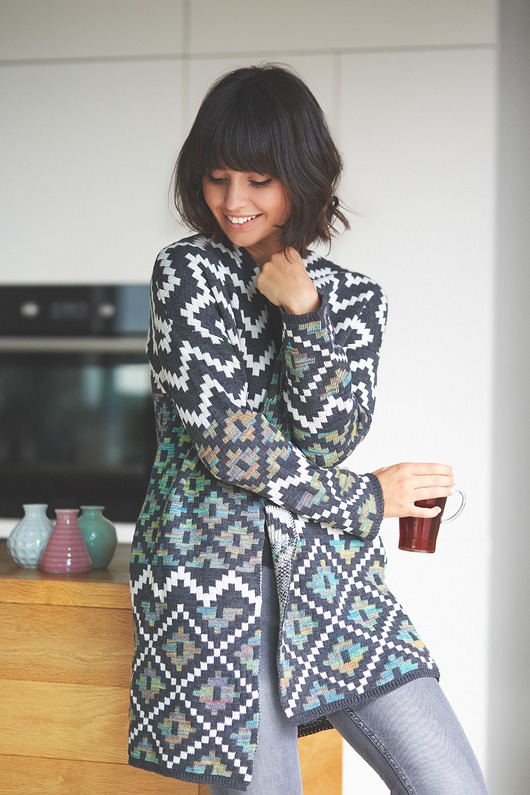 kardigany damskie Kardigan w aztecki wzór - model 2 (BK-007)