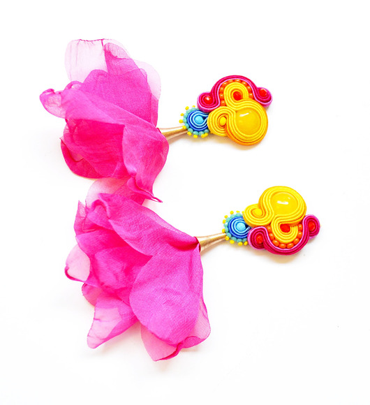 kolczyki soutache Sutaszowe kolczyki MENTONA pink _ EXPRESS