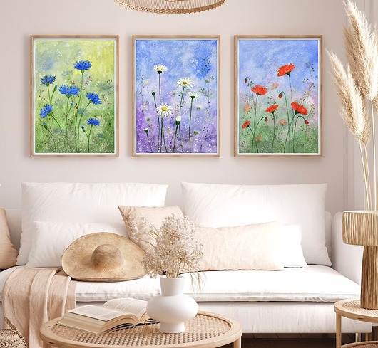 plakaty Plakat Zestaw 3 prac. Polne kwiaty
