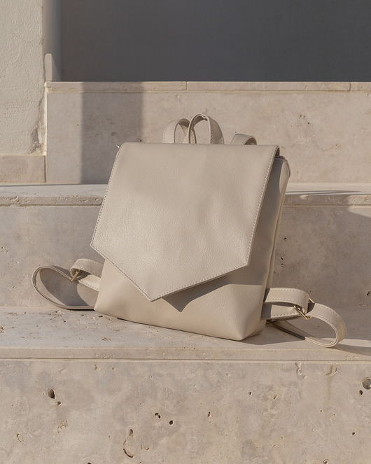 plecaki LOTUS Stone-Beige Vegan-Leather Mini Backpack