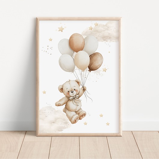 obrazy i plakaty do pokoju dziecięcego Miś z balonikami
