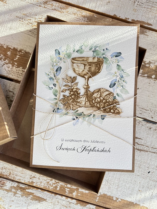 kartki scrapbooking Rocznica - jubileusz Święceń Kapłańskich - kartka