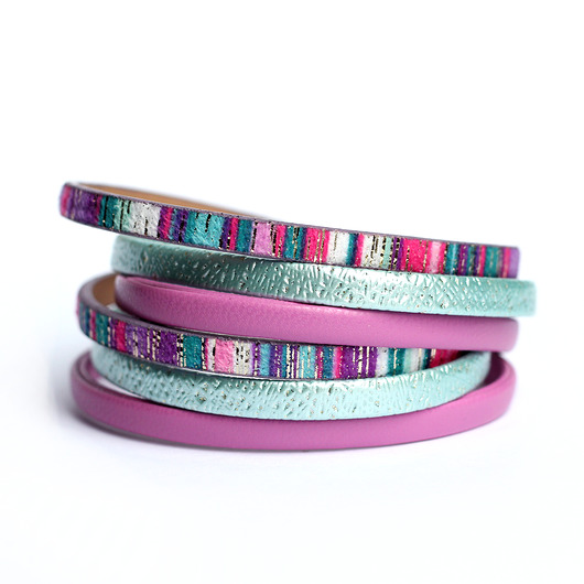 Bransoletka rzemienie Fun różowo-turkusowa KociokwikJewelry