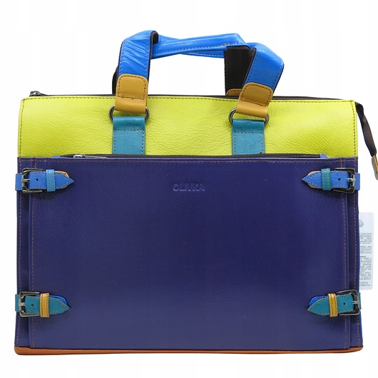 torby na ramię Skórzana aktówka damska pojemna miejsce na laptop, kieszenie eko OLIVKA