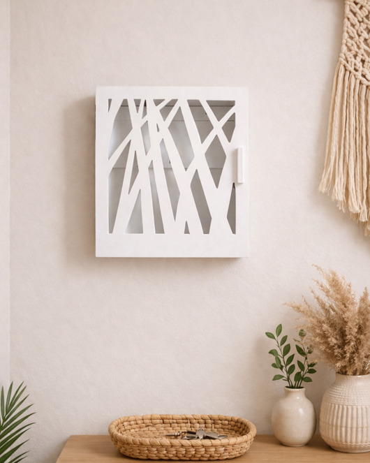 szafki Skrzynka na klucze NATURA - drewniana, biała