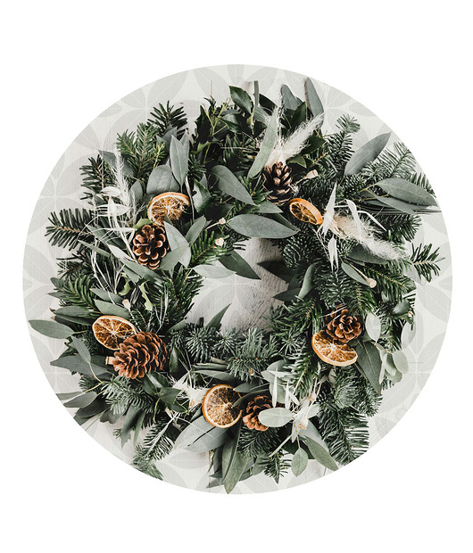 tapety i naklejki ścienne Naklejka ścienna Wieniec z Jodły i Eukaliptusa  (koło)