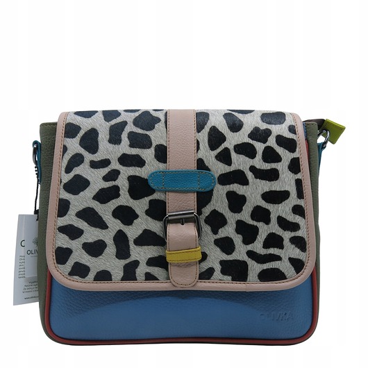 torby na ramię Torebka damska klasyczna na ramię skórzana pojemna klapka wzór OLIVKA