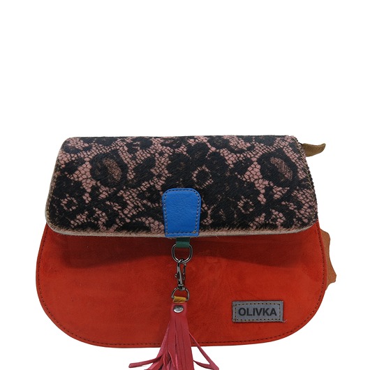 torby na ramię Torebka damska klasyczna zamszowa odpinany wymienny chwost brelok OLIVKA