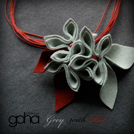 Grey with Red FlowerFelt Design