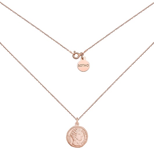 złote naszyjniki Medalion z różowego złota z monetą