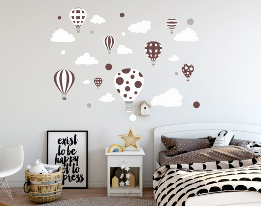 Naklejka ścienna dla dzieci balon balony chmury  madras24