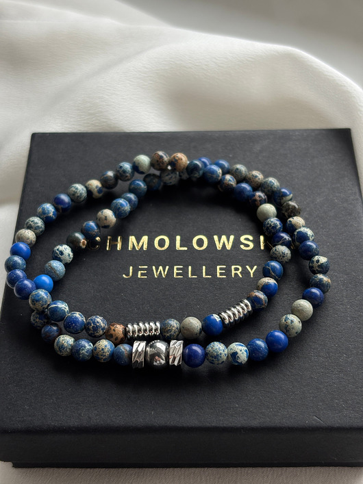 biżuteria męska Zestaw męskich bransoletek Jaspis Cesarski Granat