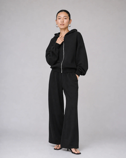 bluza z kapturem damska Bluza Wow black kapturem (pętelka)