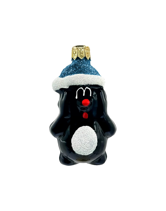 ozdoby choinkowe Bombka choinkowa: Krecik w czapce Świętego Mikołaja: niebieski