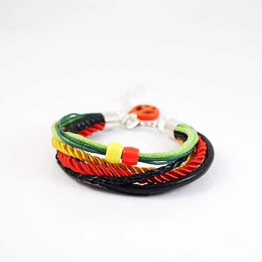 bransoletki - inne Bransoletka - Rasta 3 - rzemienie