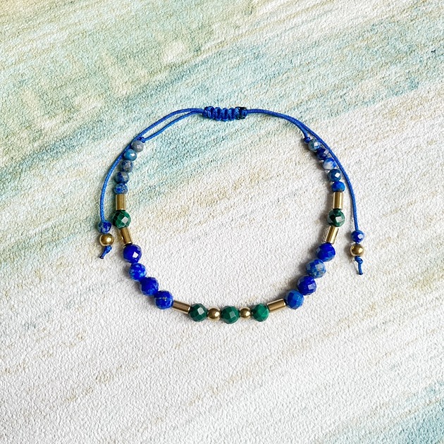 bransoletki z kamieni naturalnych Bransoletka - Lapis Lazuli i Malachit