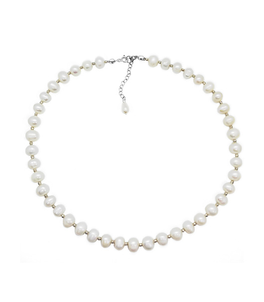Srebrny naszyjnik z pereł i hematytów IVE Jewelry