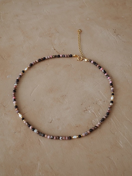 chokery Choker  Rodonit, Onyks, Perła