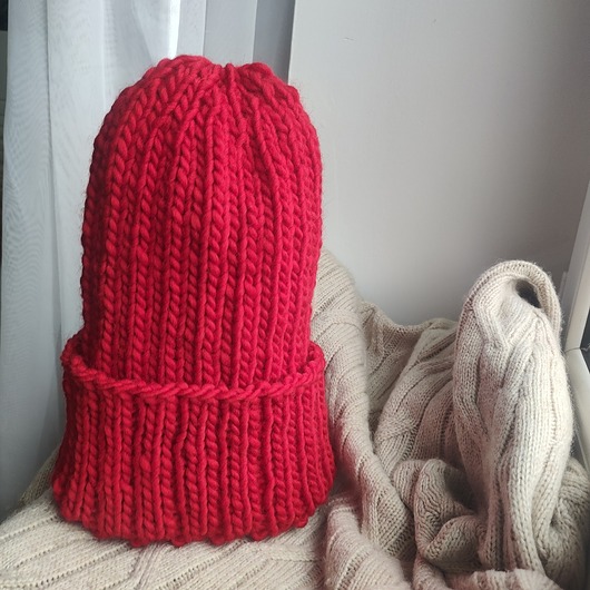 czapki damskie Wełniana czapka merino WOOLLY czerwona