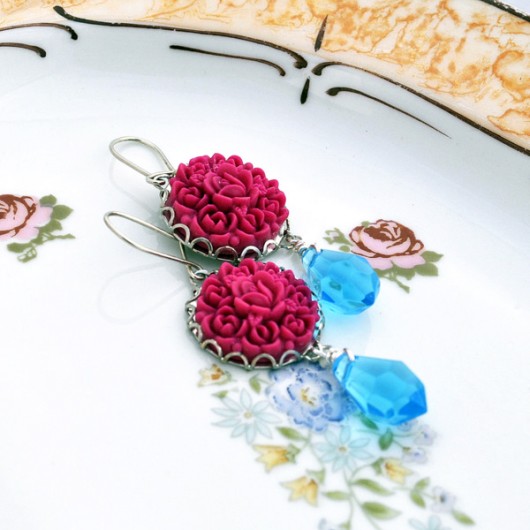 Vintage Flowers- Kolczyki No.4 butterflyart