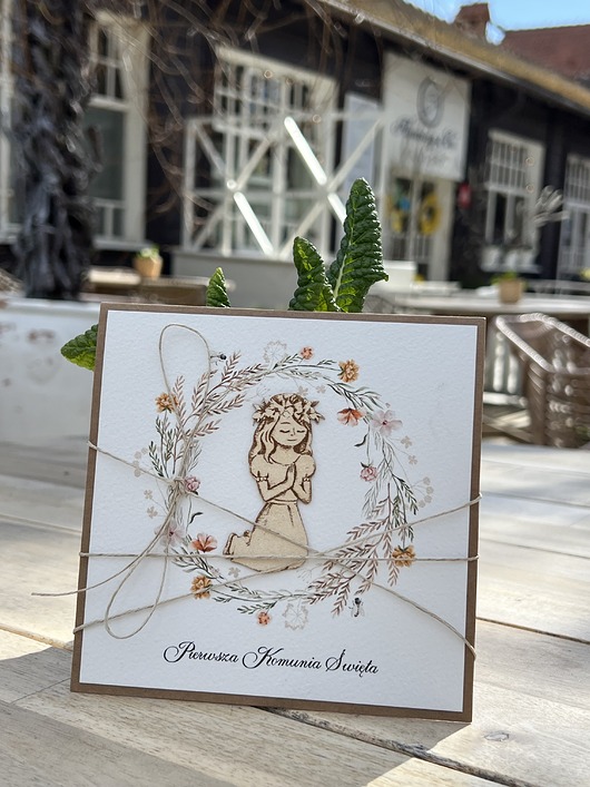 kartki na komunię Kartka na komunię ręcznie robiona - Pierwsza Komunia Święta