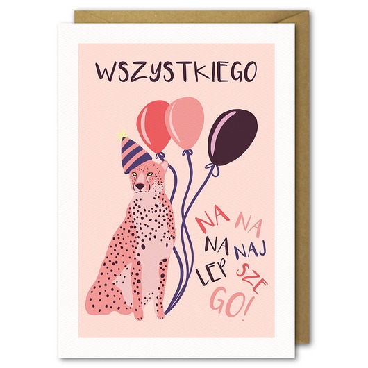 Kartka Urodzinowa, Różowy Gepard B6 PaperFlamingo