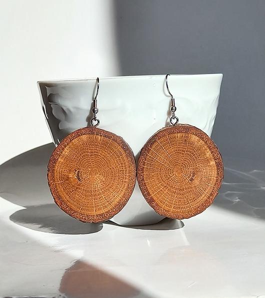 kolczyki drewniane Duże kolczyki z drewna