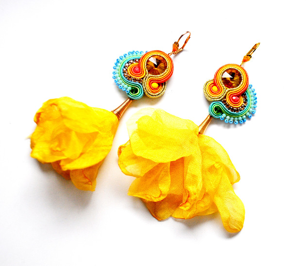 kolczyki soutache Sutaszowe kolczyki AVALON YELLOW