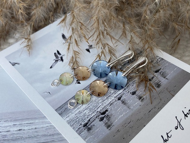 kolczyki swarovski Klipsy srebrne-Barwy Bałtyku-Kryształy Swarovskiego