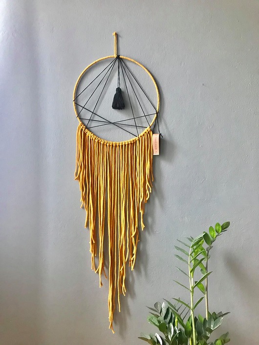 łapacze snów Łapacz snów dream catcher duży musztardowy