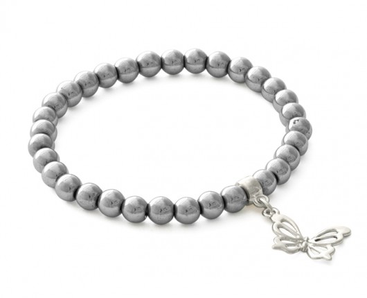 Silver hematite  with butterfly pendant. Lavoga