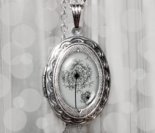 srebrne naszyjniki MEDALION OTWIERANY - dmuchawce