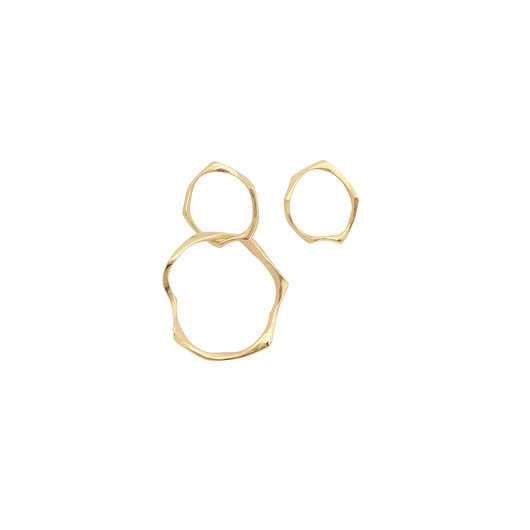 kolczyki pozłacane Kolczyki złote WAVES Circle asymmetrical / gold earrings