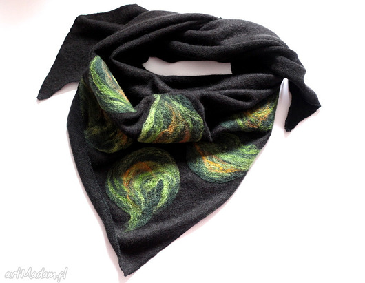 szale damskie chusta zimowa wełniana folkowa boho czarna