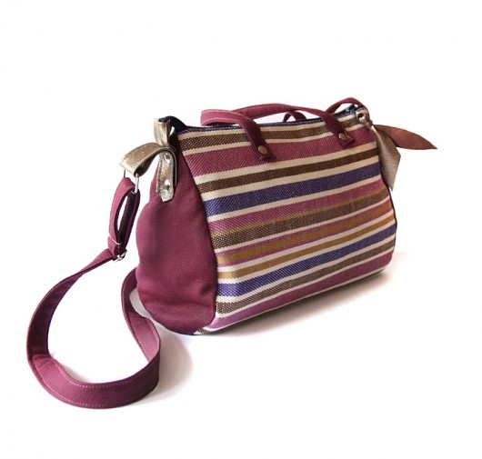 torebka midi  - stripes in aubergine  - elfagado