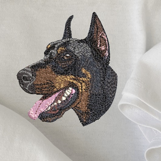 t-shirt damskie T-shirt z haftem DOBERMAN