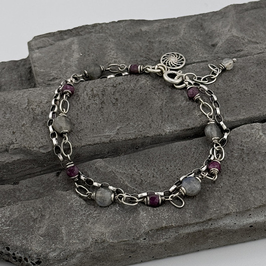 bransoletki z kamieni naturalnych Szarości i róże - bransoletka