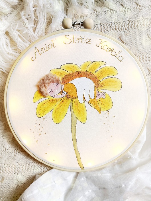 kartki, zaproszenia na chrzest Anioł Stróż dla dziecka - podświetlany obrazek