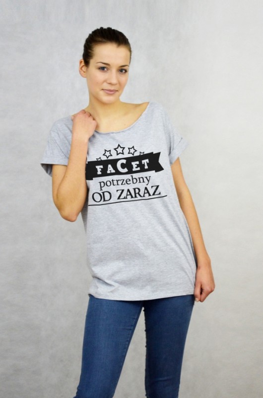 FACET - Koszulka Oversize szeroki dekolt T-shirt GAU great as You