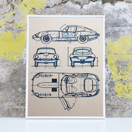 grafiki i ilustracje WYDRUK NA TEKTURZE 30X40 JAGUAR E TYPE