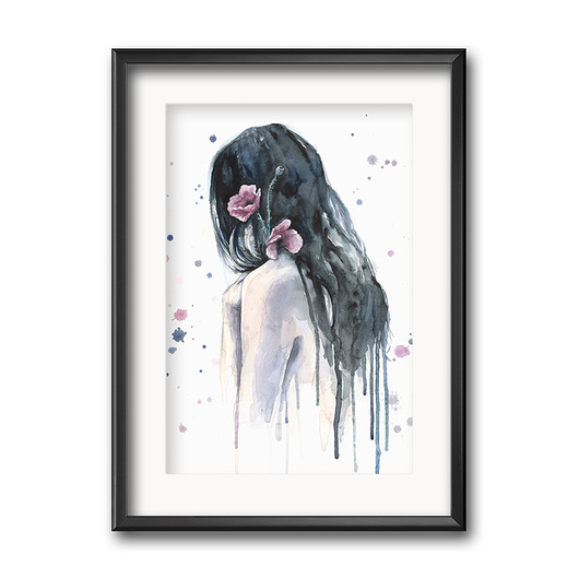 grafiki i ilustracje Dziewczyna z makami, 21x30 cm