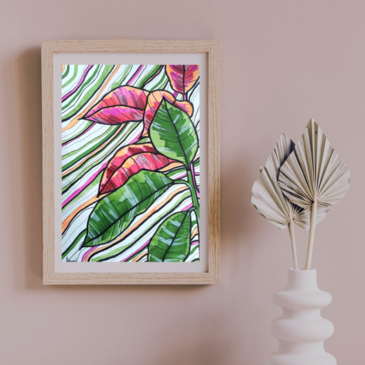 grafiki i ilustracje Rysunek kolorowe flamastry Bananowiec oryginalny 20x30 cm